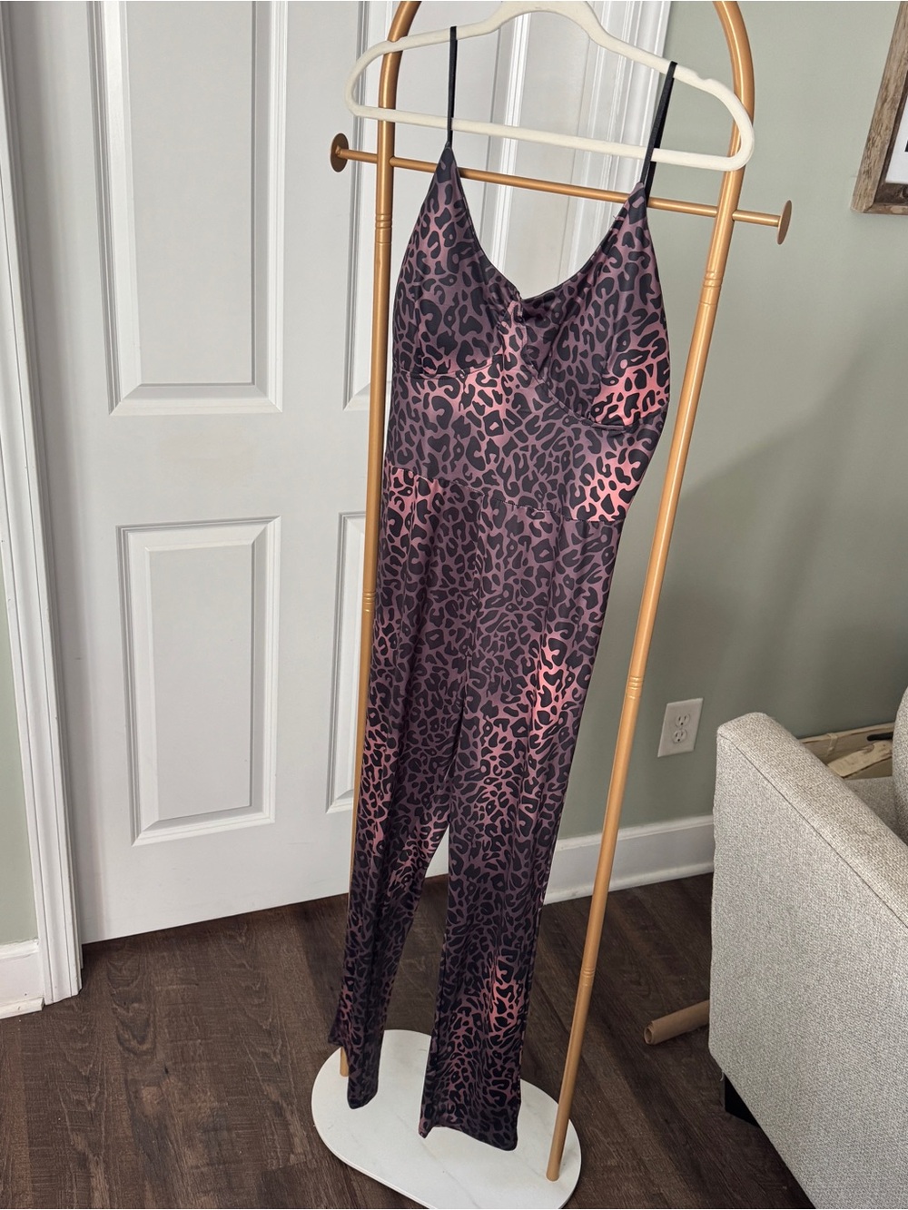 Leopard Print Jumpsuit - Pink/Black